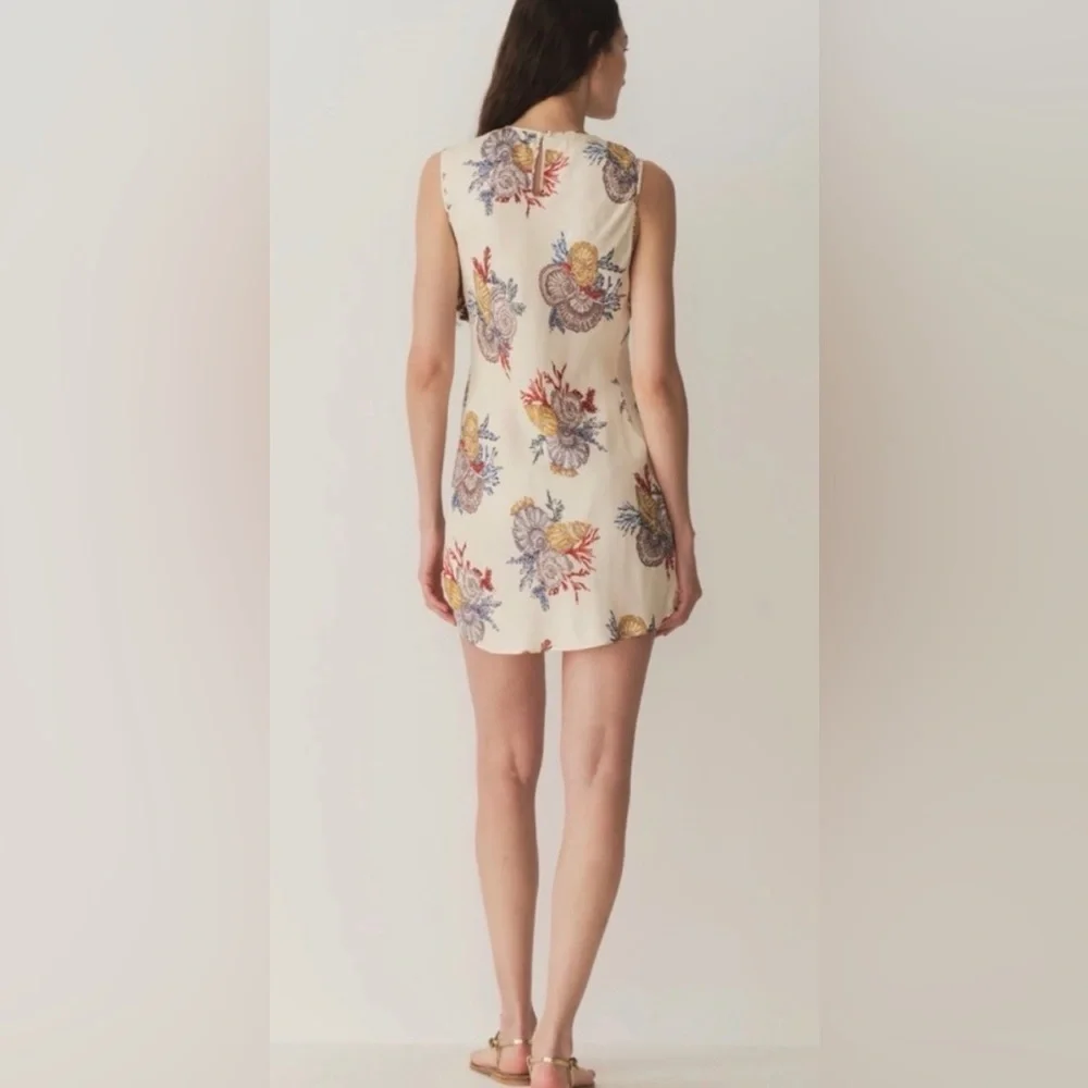 DOEN Alamere Seashell Bias Cut Sleeveless Mini Dress in Mer Botanique Size XL - Picture 2 of 10